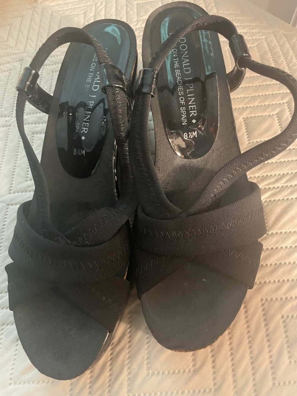 Donald J. Pliner Black Crisscross Slingback Wedges